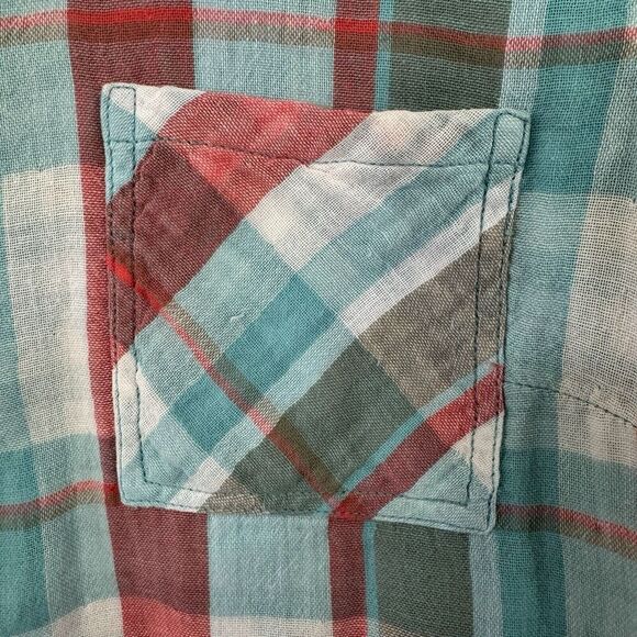 Tribal Brand Large Button Flannel Shirt Plaid Long Sleeve Roll Tabs Womens - Picture 12 of 16